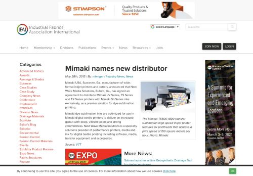 
                            10. Mimaki names new distributor – Industrial Fabrics Association ...