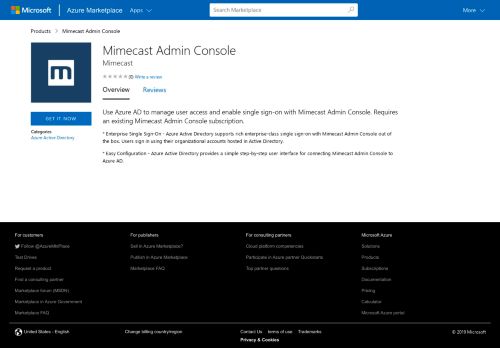 
                            10. Mimecast Admin Console - Azure Marketplace - Microsoft