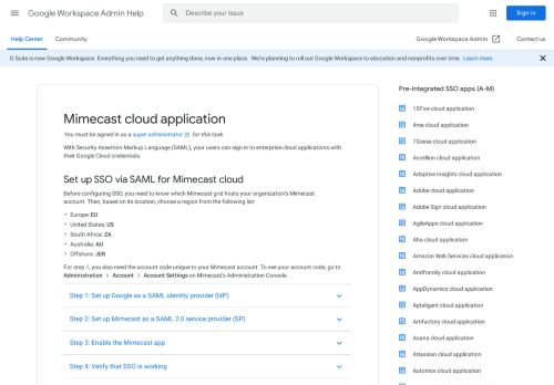 
                            11. Mimecast cloud application - G Suite Admin Help - Google Support