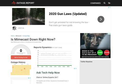 
                            10. Mimecast Down? Service Status, Map, Problems History - Outage.Report