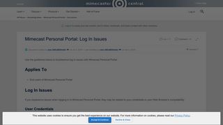 
                            2. Mimecast Personal Portal: Log In Issues | Mimecaster Central