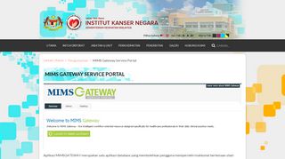 
                            8. MIMS Gateway Service Portal - Institut Kanser Negara