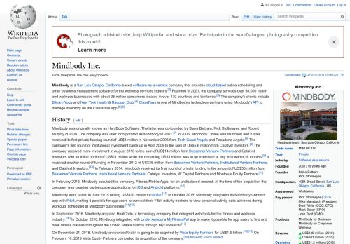 
                            9. Mindbody Inc. - Wikipedia