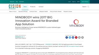 
                            8. MINDBODY wins 2017 BIG Innovation Award for Branded App Solution