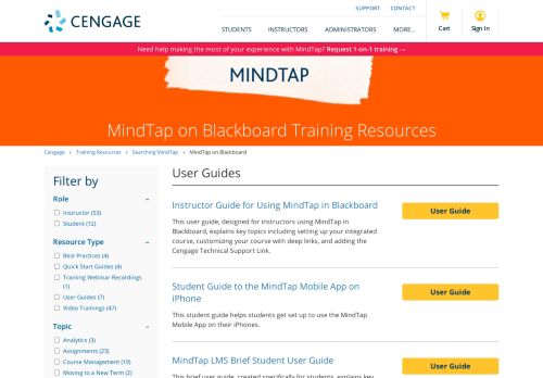 
                            1. MindTap on Blackboard - Training Resources - Cengage