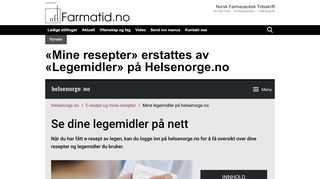 
                            8. «Mine resepter» erstattes av «Legemidler» på Helsenorge.no | Farmatid