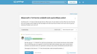
                            2. Minecraft 1.7.10 Server schließt sich nach öffnen sofort - Gutefrage