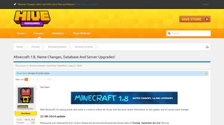
                            2. Minecraft 1.8, Name Changes, Database And Server Upgrades ...