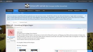 
                            4. Minecraft - Anmeldung fehlgeschlagen | Minecraft-Server.eu Forum