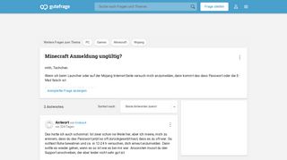 
                            1. Minecraft Anmeldung ungültig? (PC, Games, Mojang) - Gutefrage