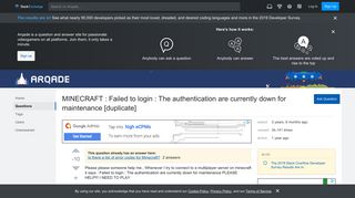 
                            12. MINECRAFT : Failed to login : The authentication are currently ...