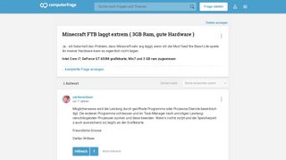 
                            10. Minecraft FTB laggt extrem ( 3GB Ram, gute Hardware ) (Laptop ...