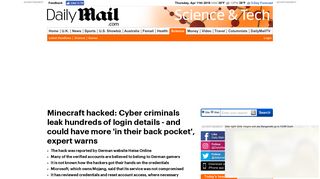 
                            8. Minecraft hackers post hundreds of personal login details online ...