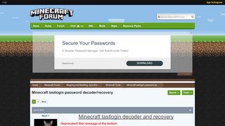 
                            1. Minecraft lastlogin password decoder/recovery - Minecraft Tools ...