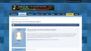 
                            5. Minecraft Login mit Passwortabfrage möglich? - Hilfe - Kadcon.de