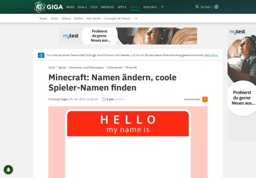 
                            11. Minecraft: Namen ändern, coole Spieler-Namen finden – GIGA