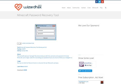 
                            5. Minecraft Password Recovery Tool - WiZARDHAX.com