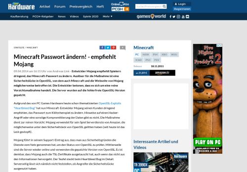 
                            7. Minecraft Passwort ändern! - empfiehlt Mojang - PC Games Hardware
