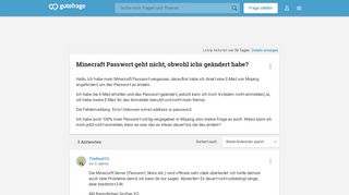 
                            2. Minecraft Passwort geht nicht, obwohl ichs geändert habe? - Gutefrage