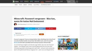 
                            5. Minecraft: Passwort vergessen – Was tun, wenn ihr keine Mail ... - Giga