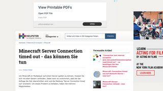 
                            4. Minecraft Server Connection timed out - das können Sie tun