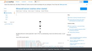 
                            8. Minecraft server crashes when started - Stack Overflow