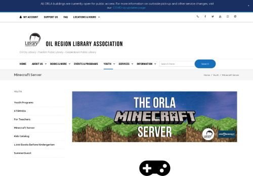 
                            10. Minecraft Server – Oil City Library