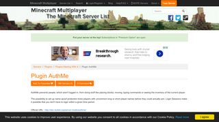 
                            7. Minecraft servers using AuthMe plugin - Minecraft Server List