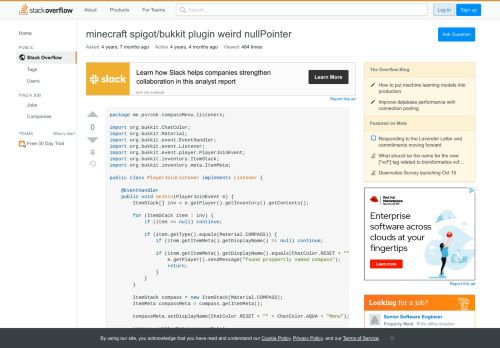 
                            10. minecraft spigot/bukkit plugin weird nullPointer - Stack Overflow