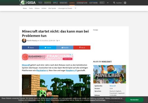 
                            5. Minecraft startet nicht: das kann man bei Problemen tun – GIGA