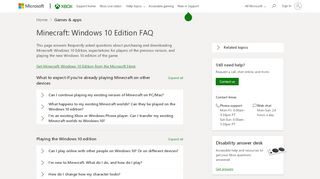 
                            9. Minecraft: Windows 10 Edition FAQ | Windows 10 Games - Xbox Support