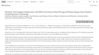 
                            8. MineHub Technologies Collaborates with IBM to Introduce Global ...