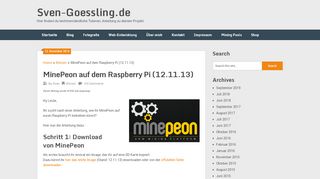 
                            4. MinePeon auf dem Raspberry Pi (12.11.13) - Sven-Goessling.de