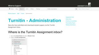 
                            13. Minerva Support : Turnitin Administration - University of Leeds