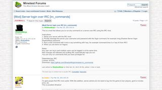 
                            2. Minetest Forums • View topic - [Mod] Server login over IRC ...