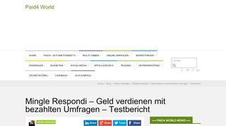 
                            11. Mingle Respondi - Geld verdienen mit bezahlten Umfragen - Testbericht