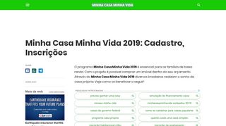 
                            5. MINHA CASA MINHA VIDA 2019 → Cadastro, Inscrições【AQUI】