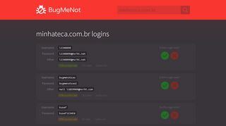 
                            11. minhateca.com.br passwords - BugMeNot