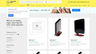 
                            4. Mini Pc Ou Nettop Login. Atom 2gb Hd 320. Muito Pequeno - Informática