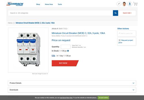 
                            5. Miniature Circuit Breaker (MCB) C32/3, 10kA - Online Shop - Schrack ...