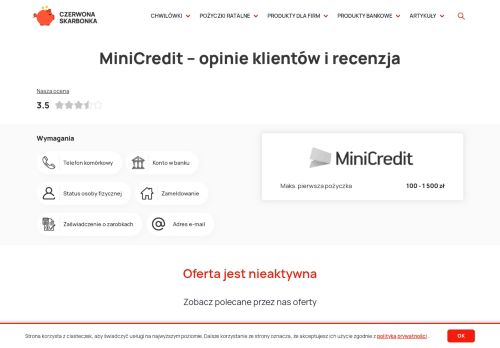 
                            8. MiniCredit - opinie klientów i recenzja • Czerwona Skarbonka