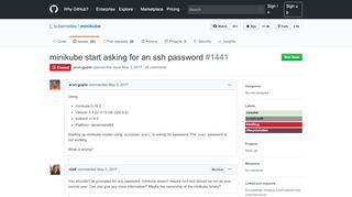 
                            2. minikube start asking for an ssh password · Issue #1441 ... - GitHub