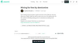 
                            6. Mining for free by demixmine — Steemit