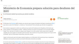 
                            6. Ministerio de Economía prepara solución para deudores del BHU