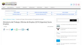 
                            11. Ministerio del Trabajo: Ofertas de Empleo 2019 (Vigentes) Socio ...