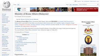 
                            6. Ministry of Home Affairs (Malaysia) - Wikipedia