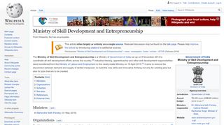 
                            6. Ministry of Skill Development and Entrepreneurship - Wikipedia