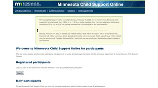 
                            2. Minnesota Child Support Online - Welcome to ... - Minnesota.gov