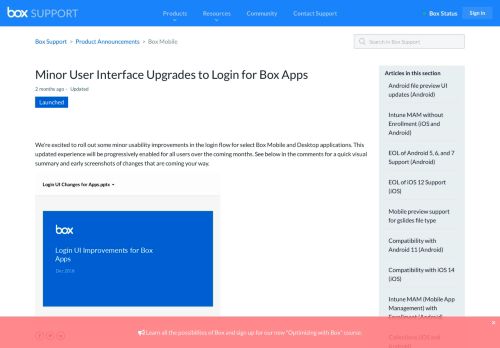 
                            8. Minor User Interface Upgrades to Login for Box App... - Box