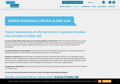 
                            13. Minori stranieri in Italia: Bando nazionale Never Alone 2018